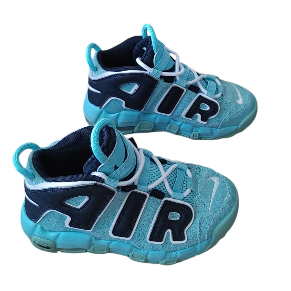 Boys Nike Air More Uptempo 96 QS Light Aqua high top Basketball sneakers